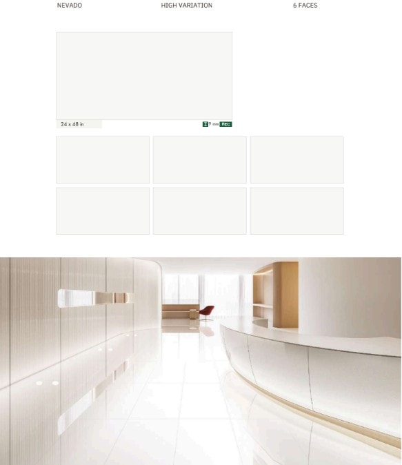 Nevado porcelain tile — 24×48 in, high variation, 6 faces